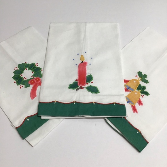 Lillian Vernon Other - Lillian Vernon Christmas Tea Towels Holiday SET OF 3 Appliqués 1984 Vintage NEW